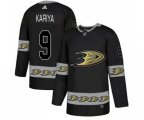 Anaheim Ducks #9 Paul Kariya Premier Black Team Logo Fashion Hockey Jersey
