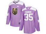 Vegas Golden Knights #35 Oscar Dansk Purple Authentic Fights Cancer Stitched NHL Jersey