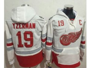 Detroit Red Wings #19 Steve Yzerman White Name & Number Pullover NHL Hoodie