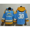 Los Angeles Chargers #30 Austin Ekeler Blue Ageless Must-Have Lace-Up Pullover Hoodie