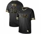 New York Mets #30 Nolan Ryan Authentic Black Gold Fashion Baseball Jersey