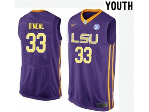 Youth LSU Tigers Shaquille O\'Neal #33 College Basketball Elite Jersey - Purple