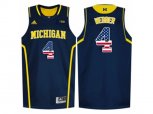 2016 US Flag Fashion-Michigan Wolverines Chirs Webber #4 Basketball Authentic Jersey - Navy Blue
