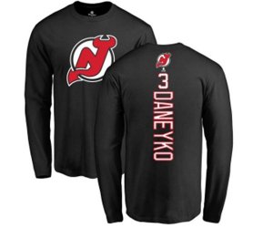 New Jersey Devils #3 Ken Daneyko Black Backer Long Sleeve T-Shirt