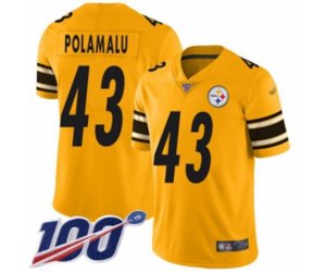 Pittsburgh Steelers #43 Troy Polamalu Limited Gold Inverted Legend 100th Season Football Jersey