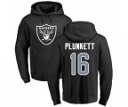 Oakland Raiders #16 Jim Plunkett Black Name & Number Logo Pullover Hoodie