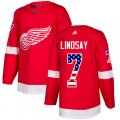 Detroit Red Wings #7 Ted Lindsay Authentic Red USA Flag Fashion NHL Jersey