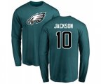Philadelphia Eagles #10 DeSean Jackson Green Name & Number Logo Long Sleeve T-Shirt