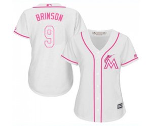 Women\'s Miami Marlins #9 Lewis Brinson Replica White Fashion Cool Base Baseball Jersey