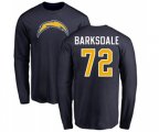 Los Angeles Chargers #72 Joe Barksdale Navy Blue Name & Number Logo Long Sleeve T-Shirt