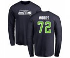Seattle Seahawks #72 Al Woods Navy Blue Name & Number Logo Long Sleeve T-Shirt
