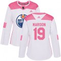 Women Edmonton Oilers #19 Patrick Maroon Authentic White Pink Fashion NHL Jersey