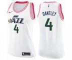 Women's Utah Jazz #4 Adrian Dantley Swingman White Pink Fashion Basketball Jersey