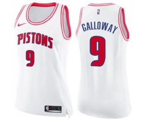 Women\'s Detroit Pistons #9 Langston Galloway Swingman White Pink Fashion Basketball Jersey
