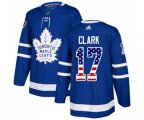Toronto Maple Leafs #17 Wendel Clark Authentic Royal Blue USA Flag Fashion NHL Jersey