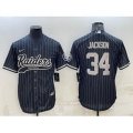 Las Vegas Raiders #34 Bo Jackson Black With Patch Cool Base Stitched Baseball Jersey
