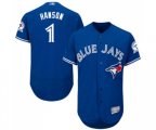 Toronto Blue Jays #1 Alen Hanson Royal Blue Alternate Flex Base Authentic Collection Baseball Jersey