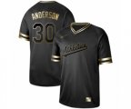 Oakland Athletics #30 Brett Anderson Authentic Black Gold Fashion Baseball Jersey