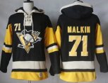 Pittsburgh Penguins #71 Evgeni Malkin Black Alternate Sawyer Hooded Sweatshirt Stitched NHL Jersey