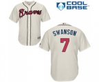 Atlanta Braves #7 Dansby Swanson Replica Cream Alternate 2 Cool Base Baseball Jersey