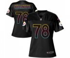 Women Pittsburgh Steelers #78 Alejandro Villanueva Game Black Fashion Football Jersey