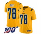 Los Angeles Chargers #78 Trent Scott Limited Gold Inverted Legend 100th Season Football Jersey