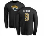 Jacksonville Jaguars #9 Logan Cooke Black Name & Number Logo Long Sleeve T-Shirt