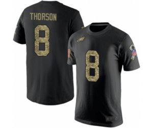 Philadelphia Eagles #8 Clayton Thorson Black Camo Salute to Service T-Shirt