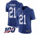 New York Giants #21 Jabrill Peppers Royal Blue Team Color Vapor Untouchable Limited Player 100th Season Football Jersey