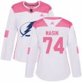 Women Tampa Bay Lightning #74 Dominik Masin Authentic White Pink Fashion NHL Jersey