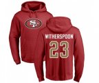 San Francisco 49ers #23 Ahkello Witherspoon Red Name & Number Logo Pullover Hoodie