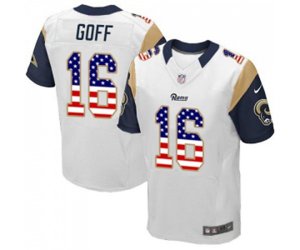 Los Angeles Rams #16 Jared Goff Elite White Road USA Flag Fashion Football Jersey