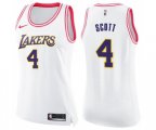 Women's Los Angeles Lakers #4 Byron Scott Swingman White Pink Fashion Basketball Jersey