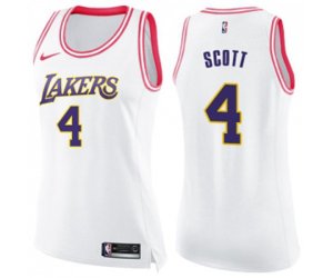 Women\'s Los Angeles Lakers #4 Byron Scott Swingman White Pink Fashion Basketball Jersey