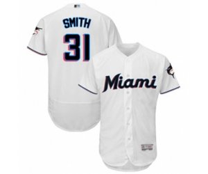 Miami Marlins Caleb Smith White Home Flex Base Authentic Collection Baseball Player Jersey