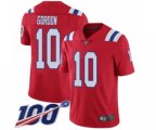 New England Patriots #10 Josh Gordon Red Alternate Vapor Untouchable Limited Player 100th Season Football Jersey