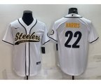 Pittsburgh Steelers #22 Najee Harris White With Patch Cool Base Stitched Baseball Jersey