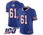 Buffalo Bills #61 Spencer Long Royal Blue Team Color Vapor Untouchable Limited Player 100th Season Football Jersey
