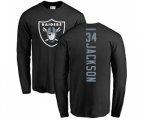 Oakland Raiders #34 Bo Jackson Black Backer Long Sleeve T-Shirt