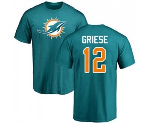 Miami Dolphins #12 Bob Griese Aqua Green Name & Number Logo T-Shirt