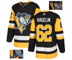 Adidas Pittsburgh Penguins #62 Carl Hagelin Authentic Black Fashion Gold NHL Jersey