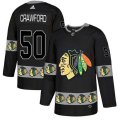 Chicago Blackhawks #50 Corey Crawford Authentic Black Team Logo Fashion NHL Jersey