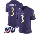 Baltimore Ravens #3 Robert Griffin III Purple Team Color Vapor Untouchable Limited Player 100th Season Football Jersey