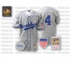 1945 Los Angeles Dodgers #4 Babe Herman Replica Grey Throwback Baseball Jersey