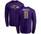 Baltimore Ravens #11 Seth Roberts Purple Name & Number Logo Long Sleeve T-Shirt