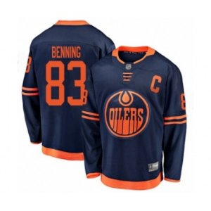 Edmonton Oilers #83 Matt Benning Authentic Navy Blue Alternate Fanatics Branded Breakaway Hockey Jersey