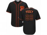 San Francisco Giants #28 Buster Posey Authentic Black Team Logo Fashion Cool Base MLB Jersey