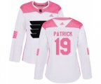 Women Adidas Philadelphia Flyers #19 Nolan Patrick Authentic White Pink Fashion NHL Jersey