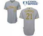 Pittsburgh Pirates #21 Roberto Clemente Authentic Grey USMC Cool Base Baseball Jersey