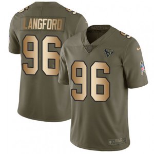 Houston Texans #96 Kendall Langford Limited Olive Gold 2017 Salute to Service NFL Jersey